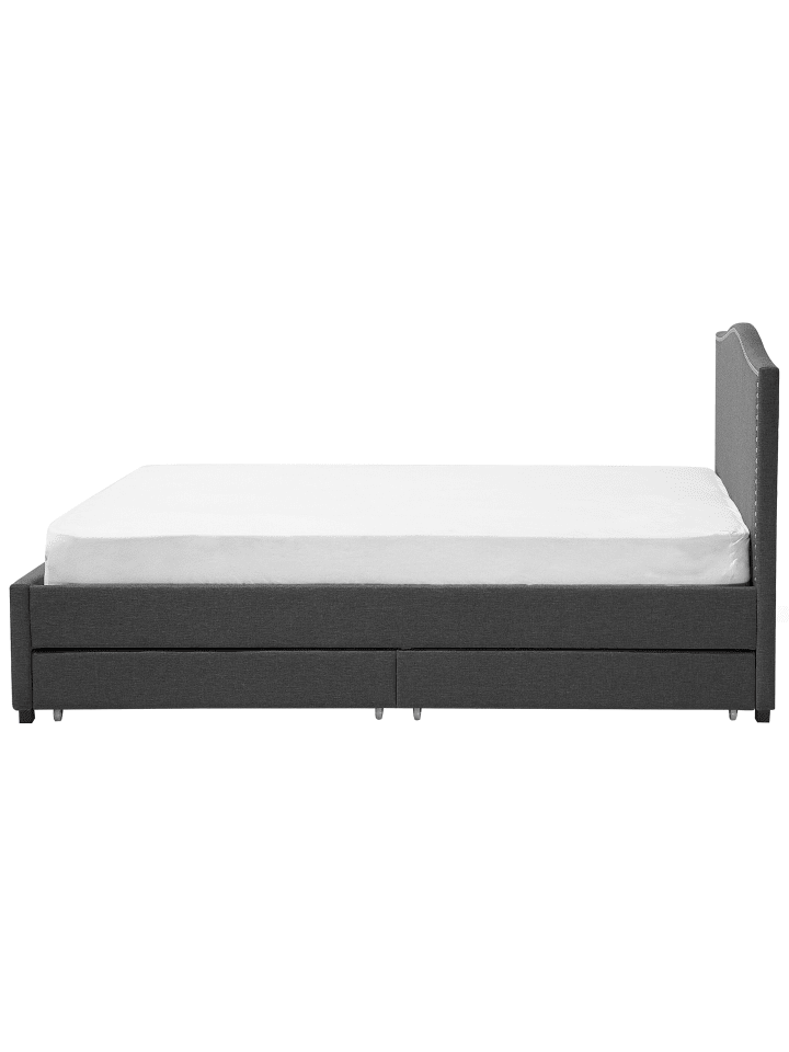 Beliani Doppelbett mit LED MONTPELLIER in Grau/Dunkler Holzfarbton günstig kaufen onesize