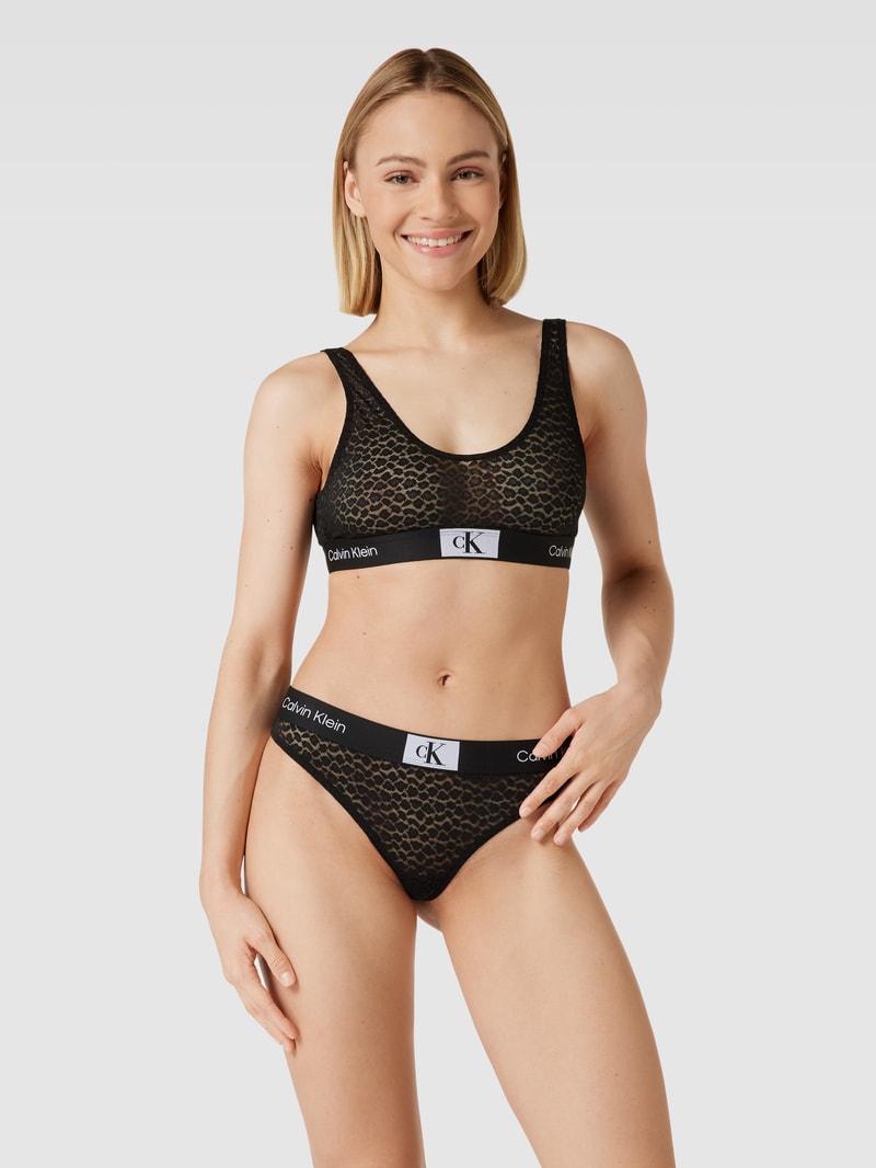 Bralette mit elastischem Logo-Bund in schwarz