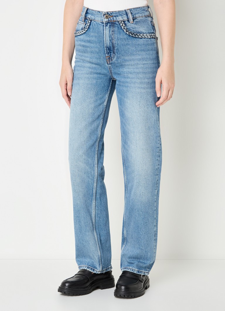 Maje high-waist straight-leg jeans with a light wash