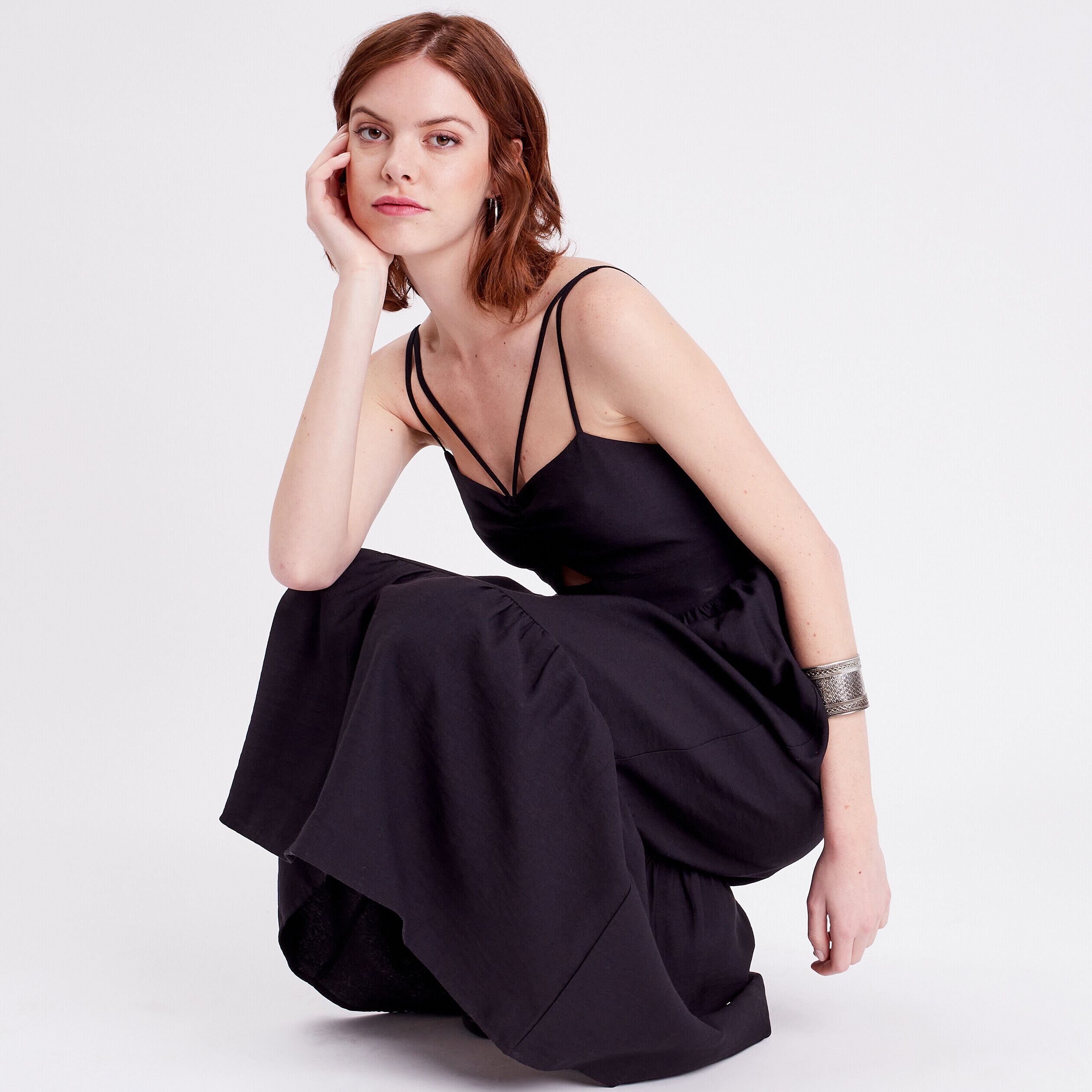 Robe évasée bretelles noir femme | Cache Cache