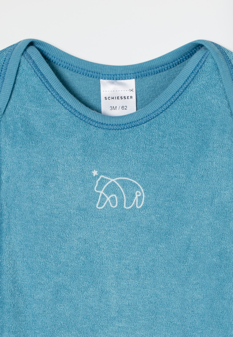 Babybody langarm unisex Frottee Modal Bär hellblau - Natural Love