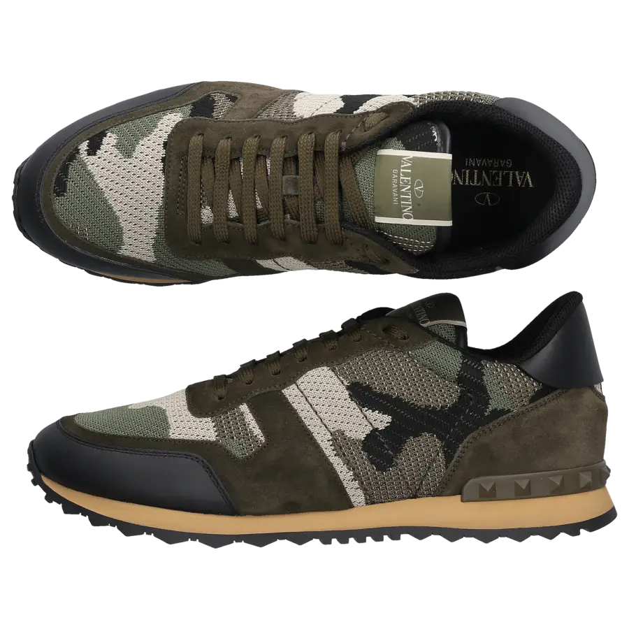 Valentino Garavani - Sneaker low ROCKRUNNER Veloursleder - grün