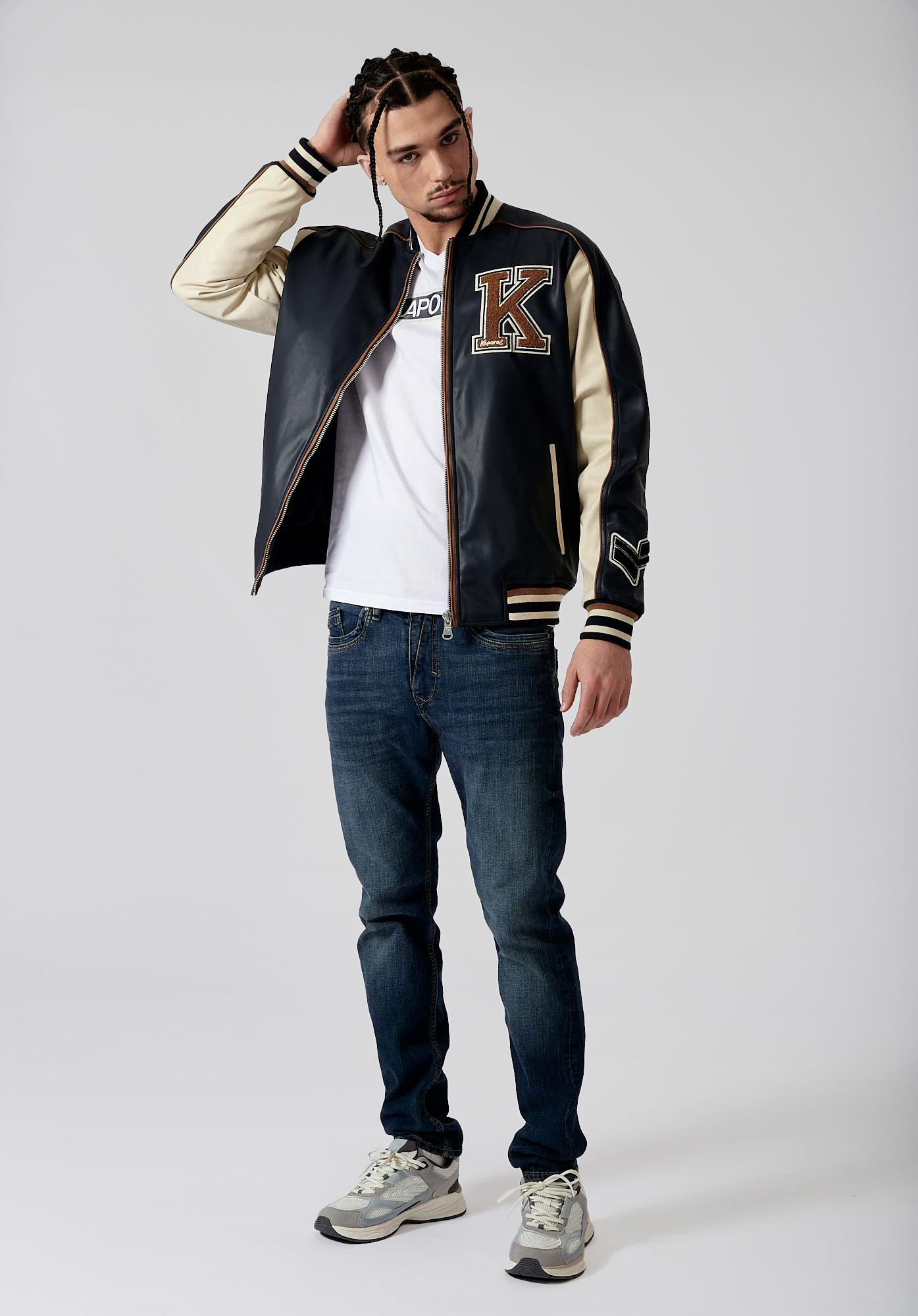 MONGI  Blouson bleu style université homme