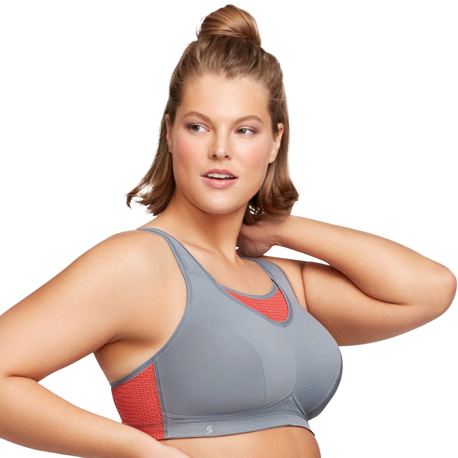 Elite Sport-Bustier mit bestem Halt - Grau/Koralle