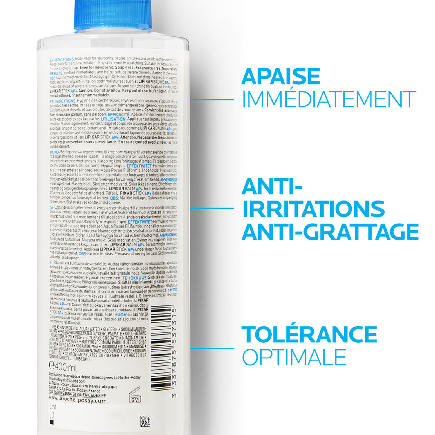la roche-posay Lipikar Syndet AP+ Crème Lavante Relipidante, Anti-Irritations