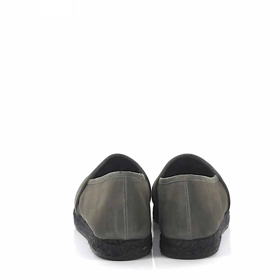 Giuseppe Zanotti - Espadrilles Santiago Veloursleder khaki Kaninchenfell Bast - grün