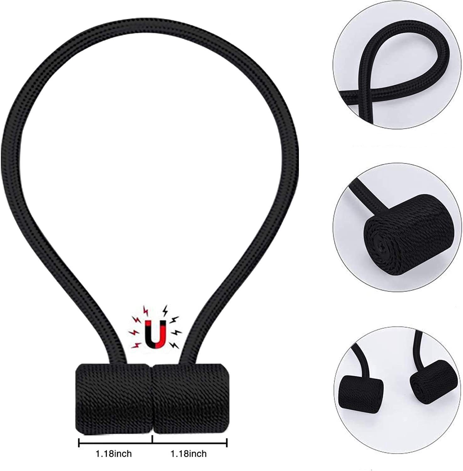 Dekospange 2 Stück Magnetische Gardinen Raffhalter, SCOHOME, Fenstervorhänge, (2-tlg., für Gardinenklammern Vorhänge Zuhause, Büro, Dekoration), erhältlich in braun/Schwarz