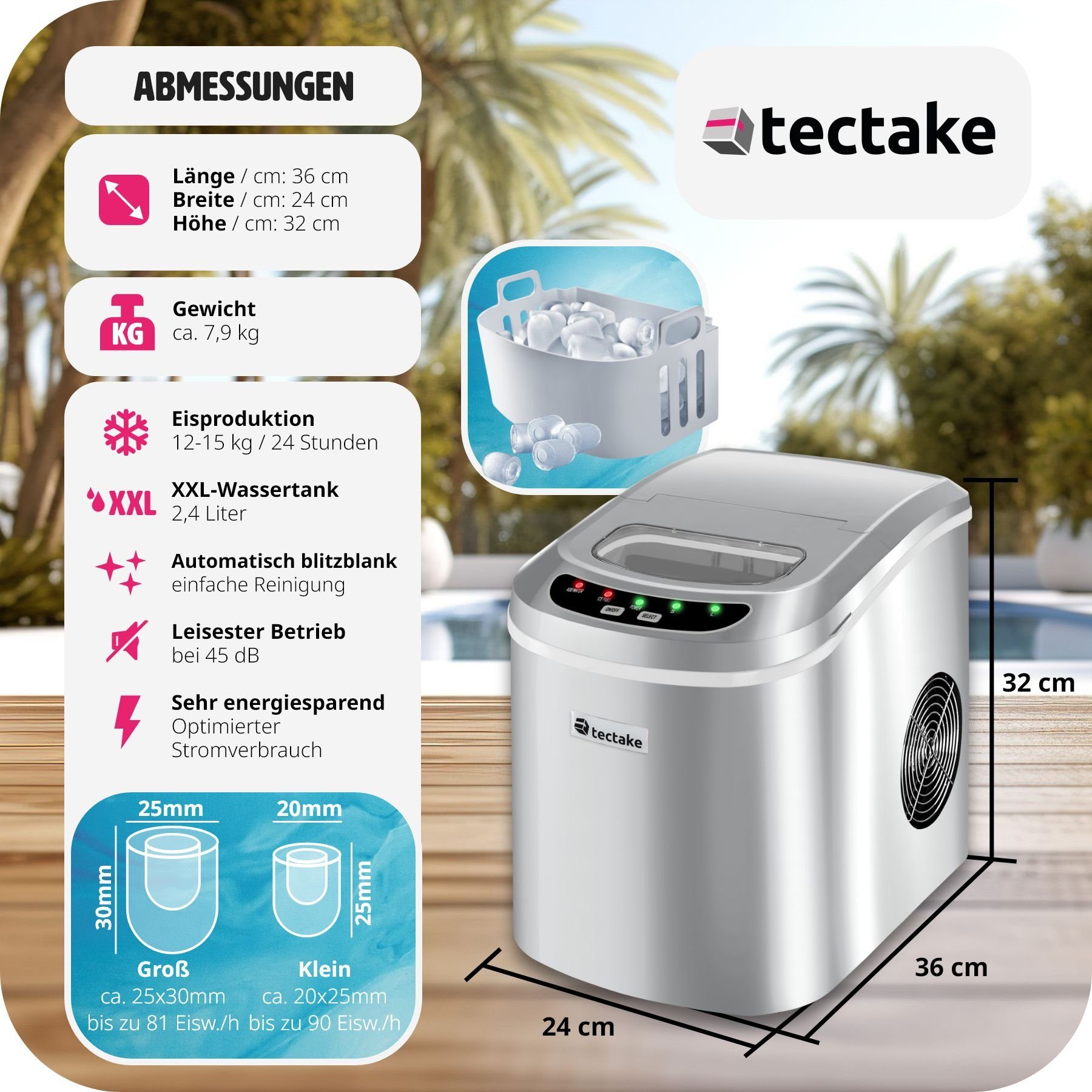 tectake Elektrischer Eiswürfelbereiter Eiswürfelbereiter