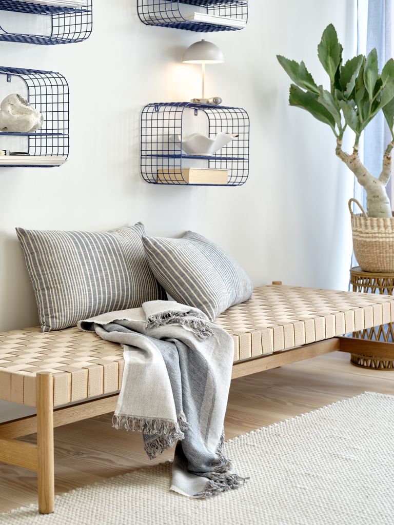 VADEHAVET Sofa rozkładana VADEHAVET 189x67 tkanina naturalna/dąb