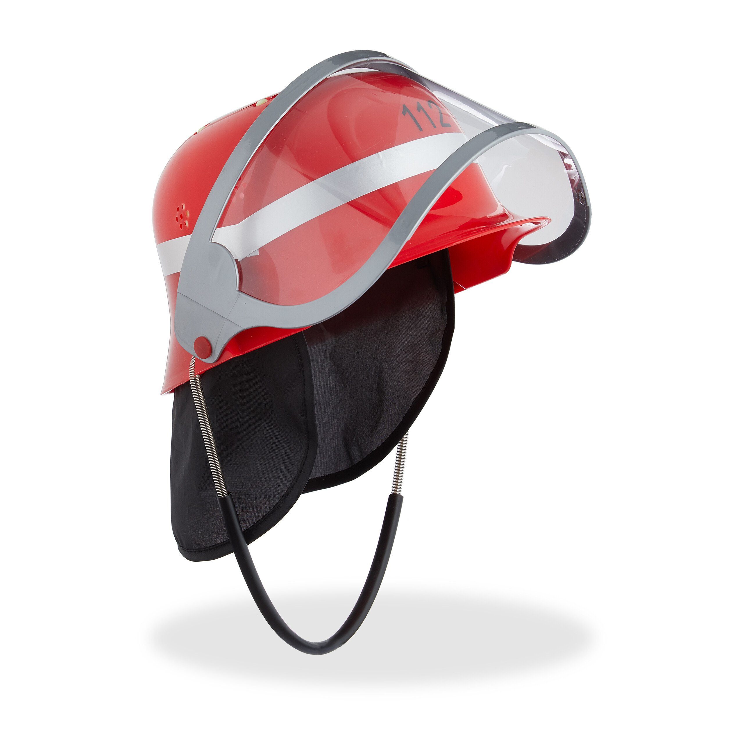 relaxdays Feuerwehrhelm 4er Set Feuerwehrhelm für Kinder in Rot