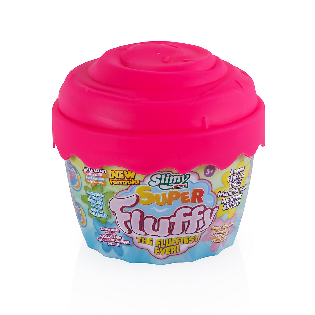 SLIMY® Super Fluffy 300g Spielmasse im Cup Cake-Becher - der flaumigste Original Slimy Slime, lustig duftende Schleim Knete für Kinder