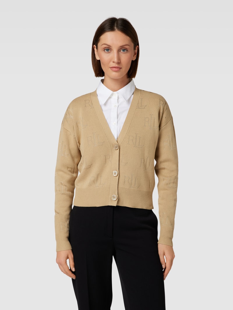 Strickjacke mit V-Ausschnitt in camel