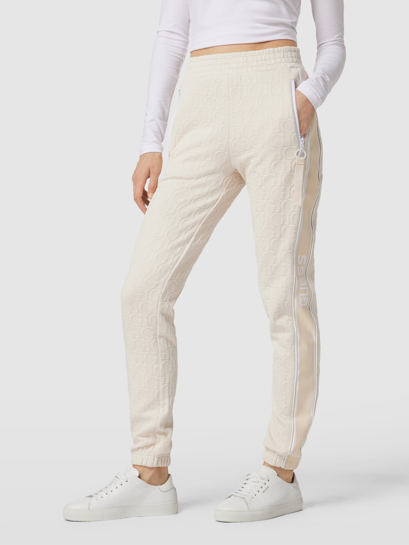 Sweatpants mit Allover-Logo Modell 'DARLA' in sand