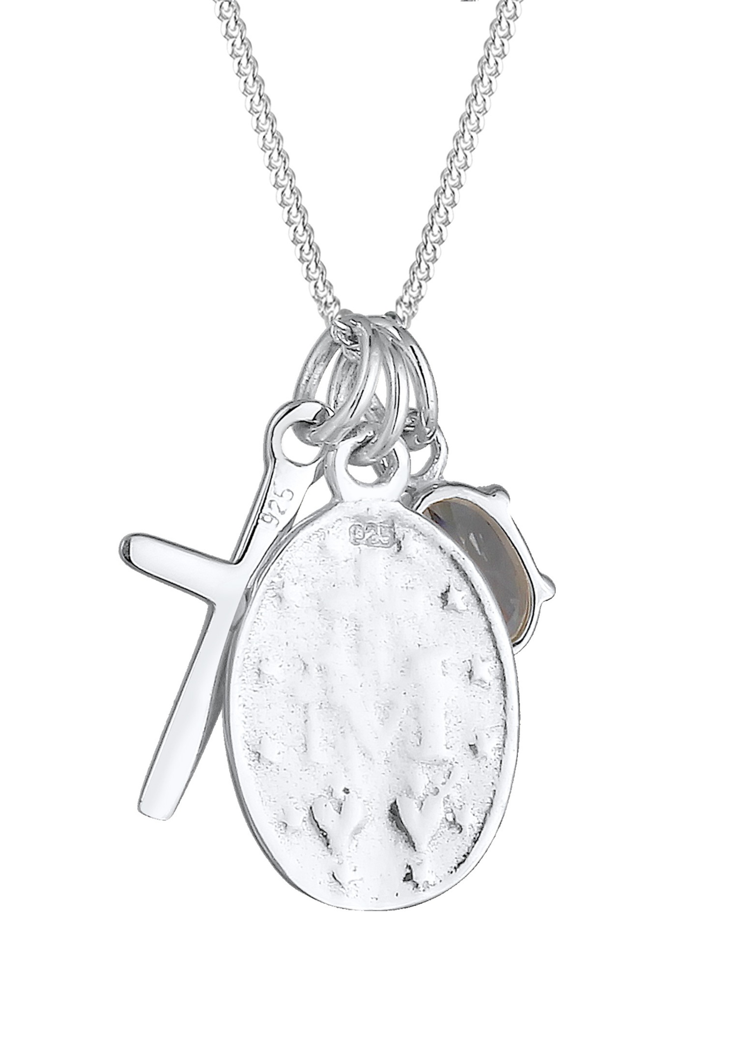 Elli Halskette Marienbild Zirkonia Kreuz 925 Sterling Silber