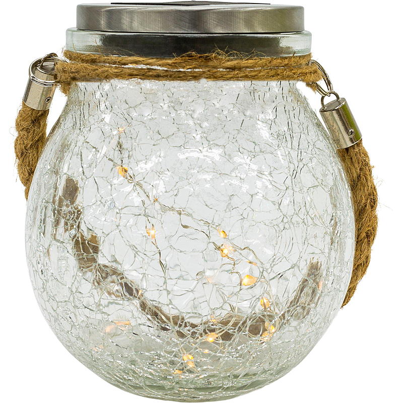 Home Glasskrukke m/15 LED-lys solcelle