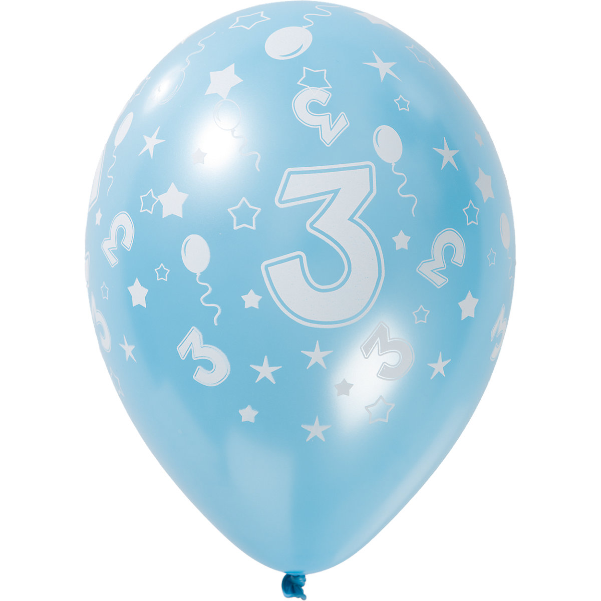 Luftballons Zahl 3, 5 Stück, 30 cm