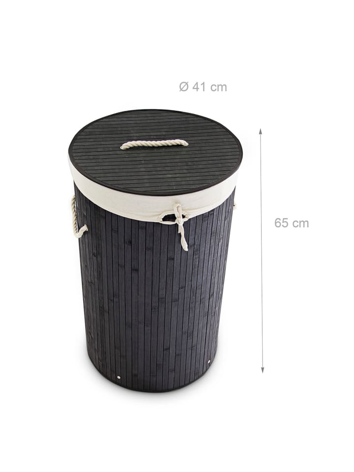 relaxdays Wäschekorb in Schwarz - (H)65 x Ø41 cm günstig kaufen onesize