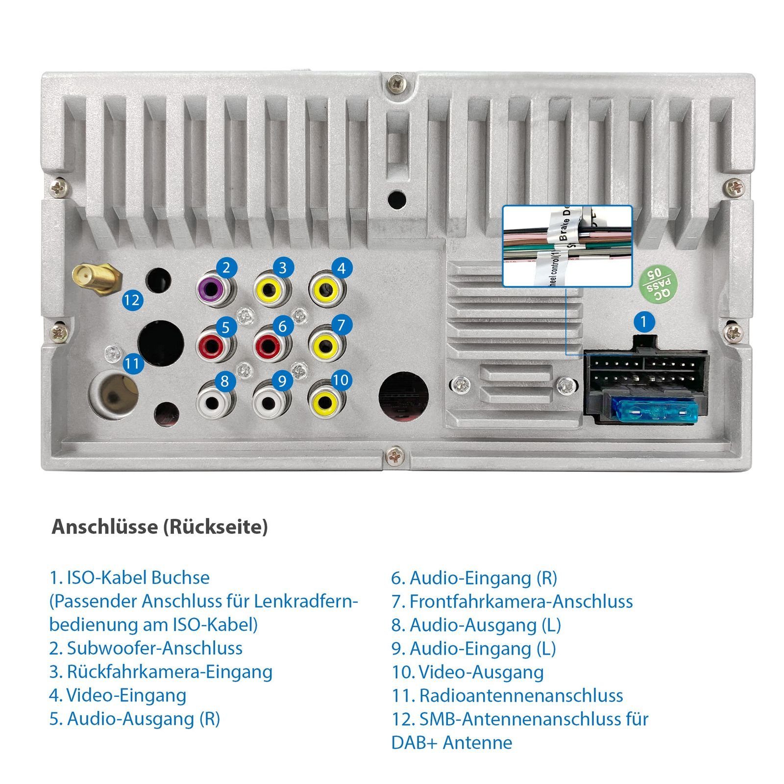 XOMAX XM-2V784D Autoradio mit DAB+ plus, 7 Zoll Bildschirm Bluetooth, 2 DIN Autoradio