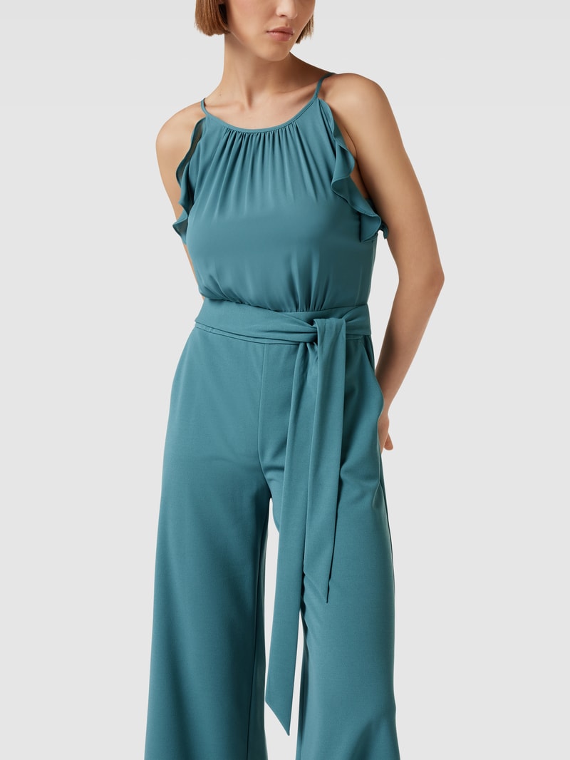 Jumpsuit mit Volants in petrol