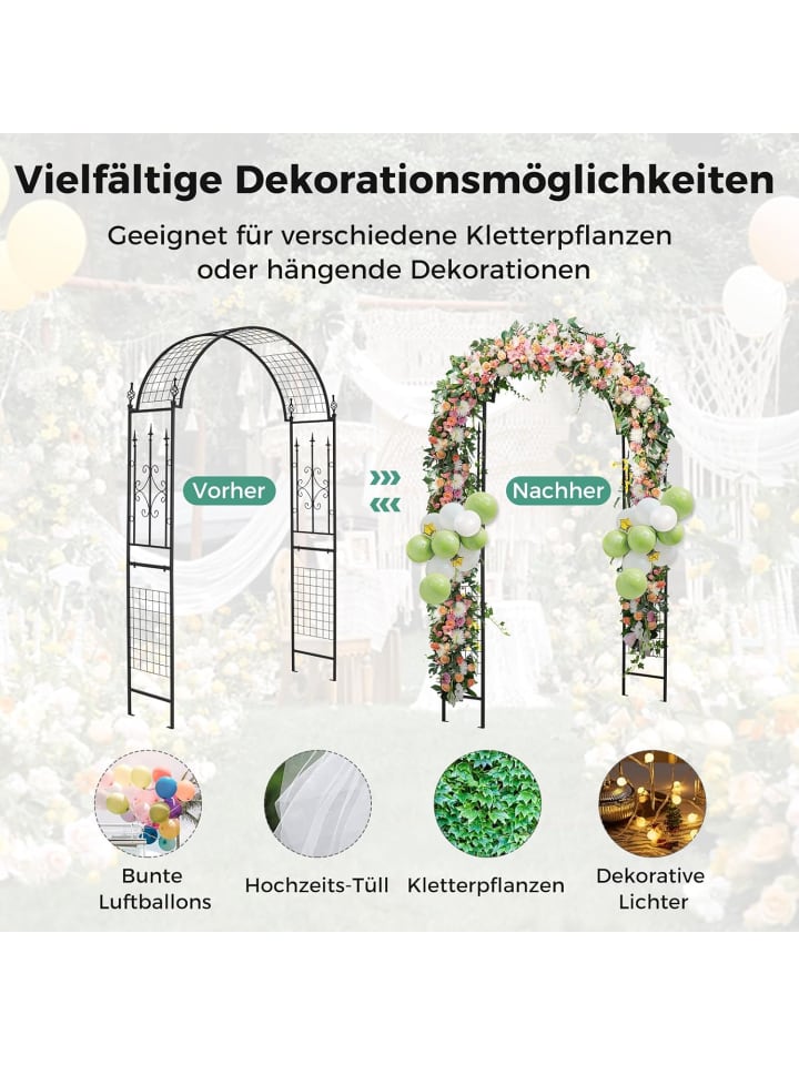 COSTWAY Rosenbogen Metall 143x40x234cm in Schwarz günstig kaufen onesize