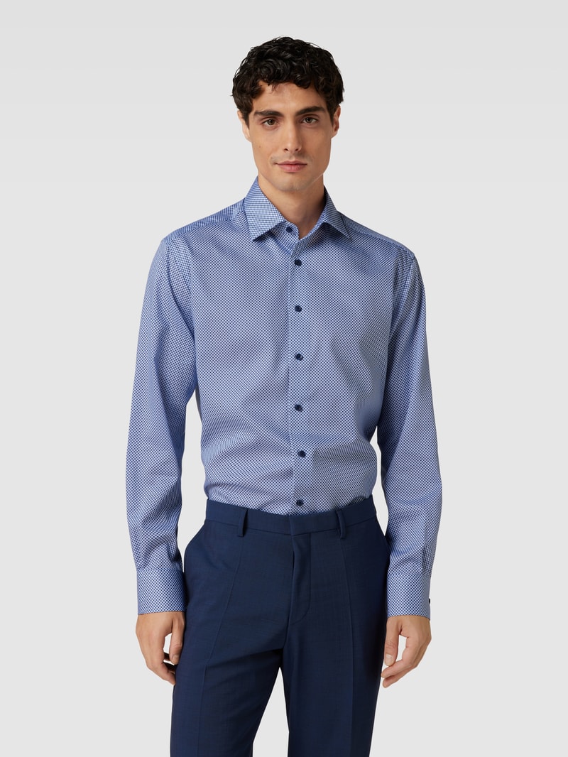 Modern Fit Business-Hemd mit Allover-Muster in bleu