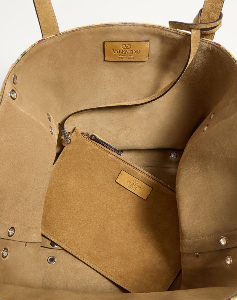 Bolsa de compras média Valentino Garavani Nellcôte em tecido jacquard