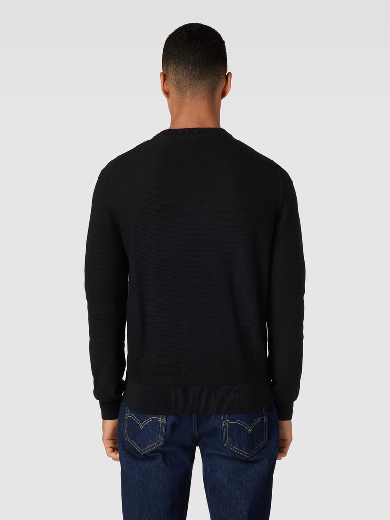 Strickpullover mit Label-Patch Modell 'Katoural' in schwarz
