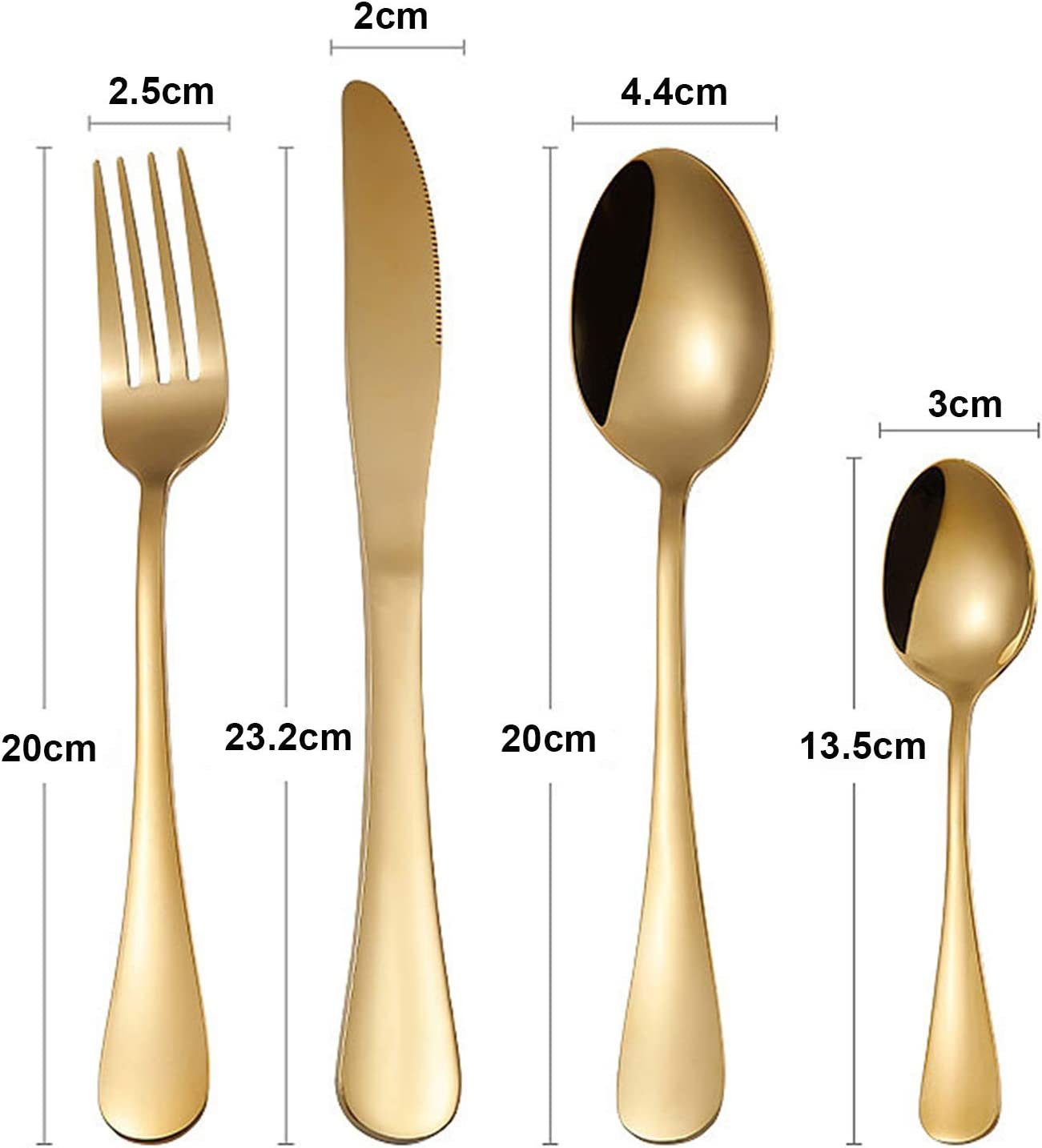iceagle Besteck-Set 24 Stück Besteck Set, Golden Essbesteck Set 6 Portionen