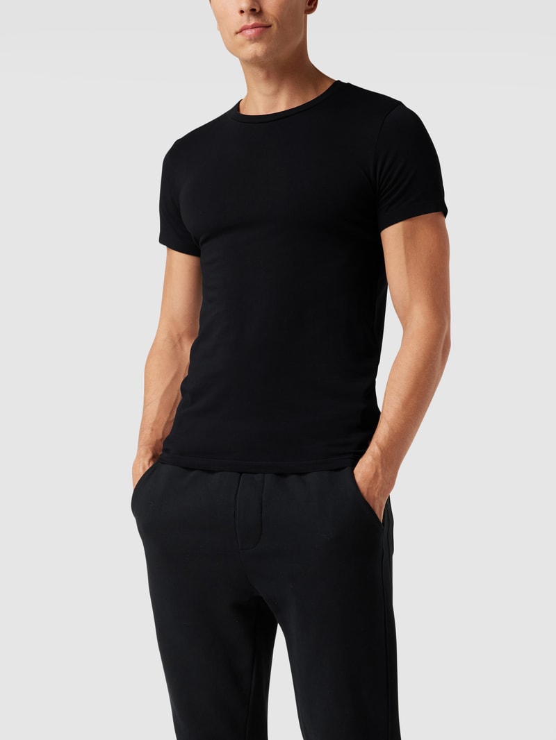 T-Shirt mit Logo-Stitching im 2er-Pack in schwarz