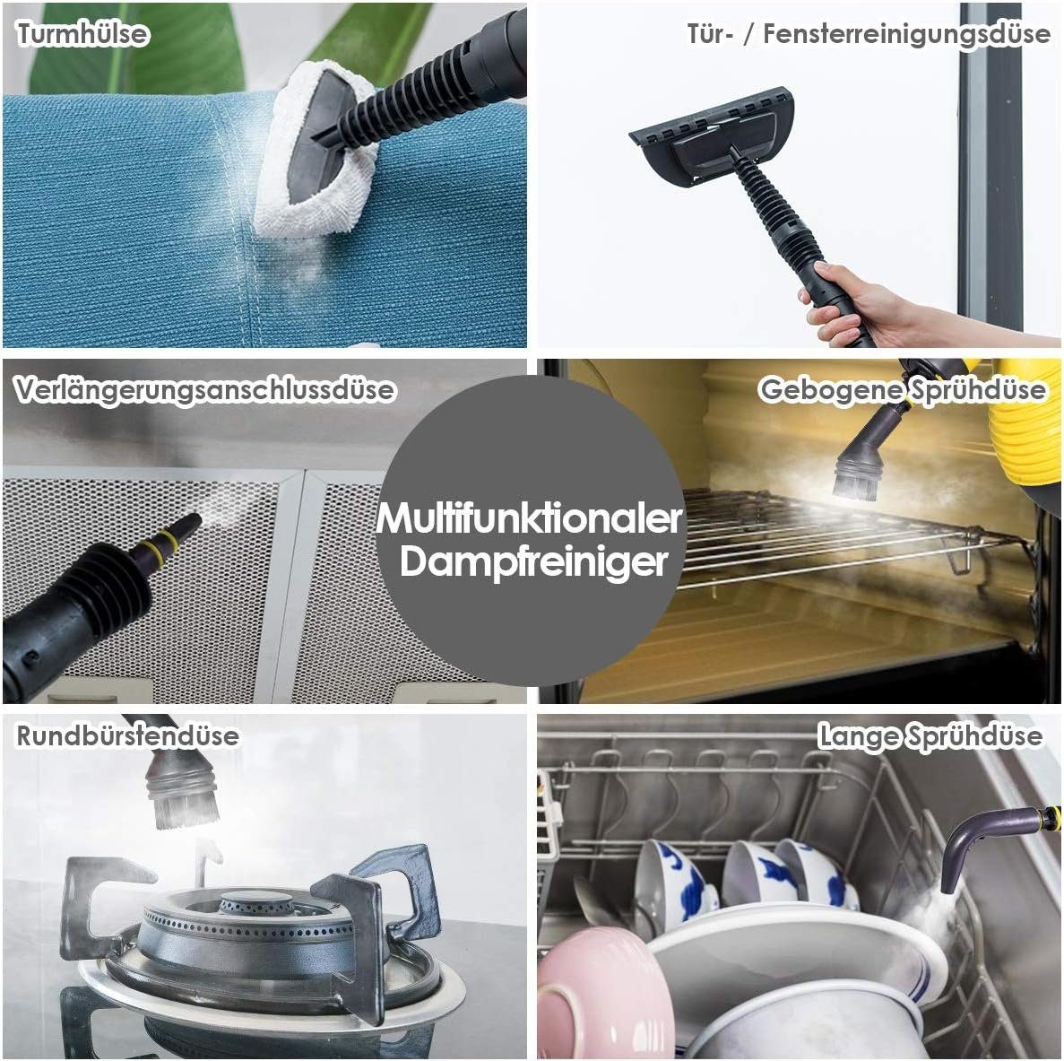 KOMFOTTEU Dampfreiniger, mit 350 ml Wassertank, 3 Bar, 1050 W, 3-5min Aufheizzeit