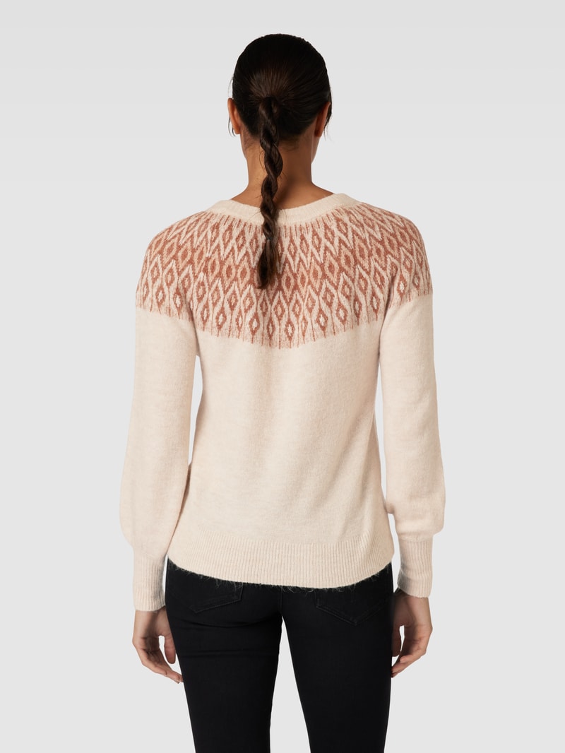 Strickpullover mit Rundhalsausschnitt Modell 'ALINA' in offwhite