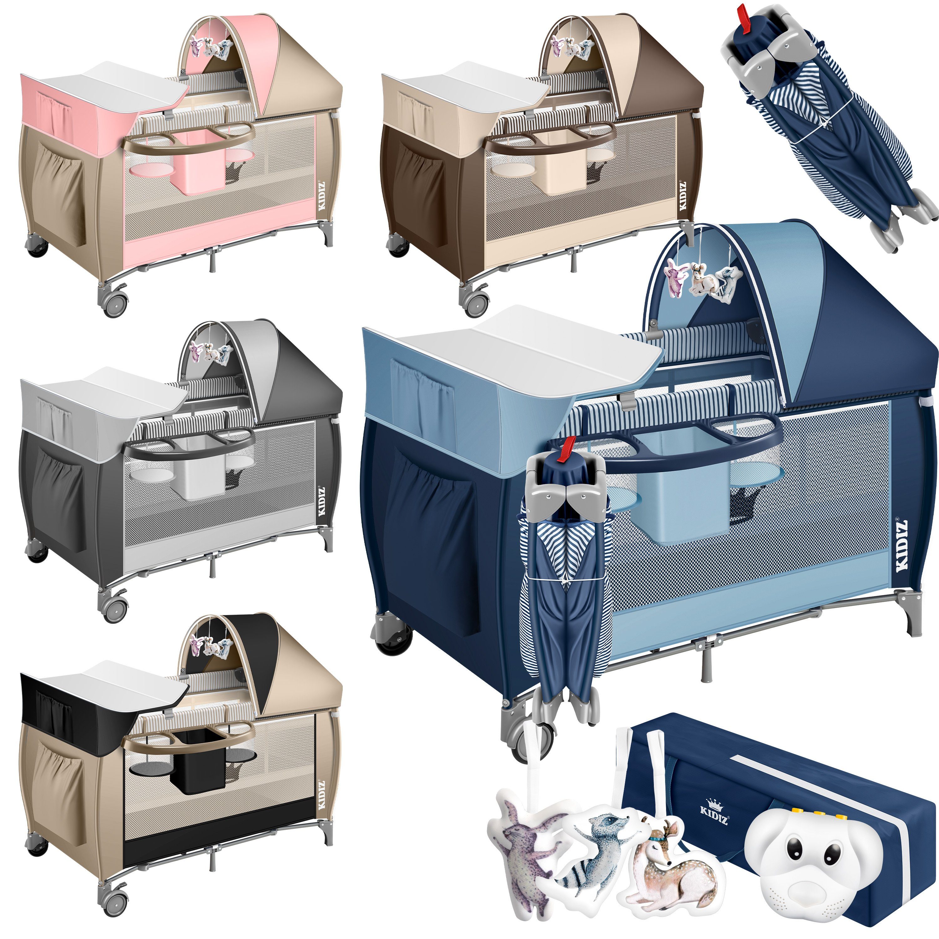 KIDIZ Baby-Reisebett, Babybett in Reisebett Kombi Set Baby Bett mit Wickelauflage