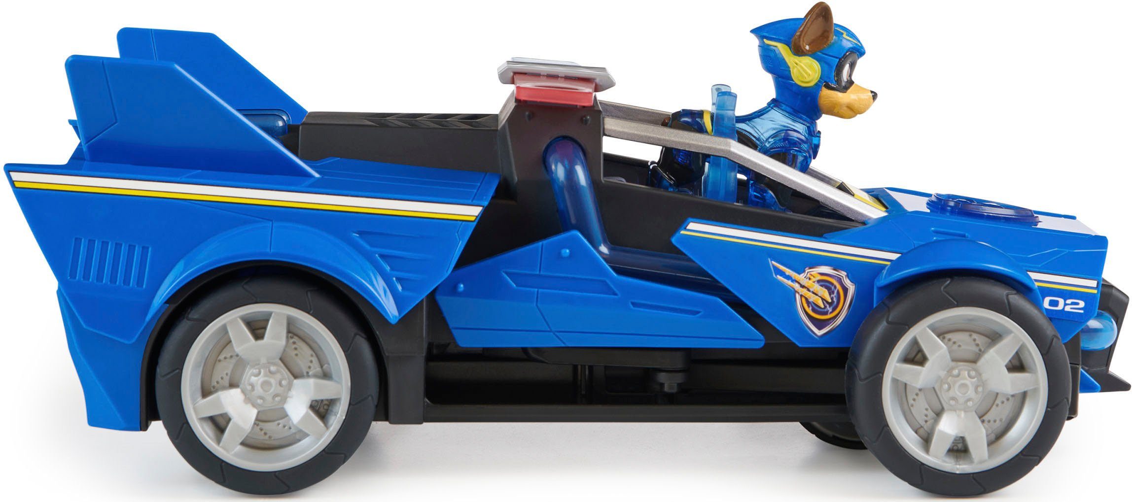 Spin Master Spielzeug-Rennwagen PAW Patrol, Der Mighty Kinofilm Chases Deluxe, Superhelden-Raketenfahrzeug inkl. Chase Figur