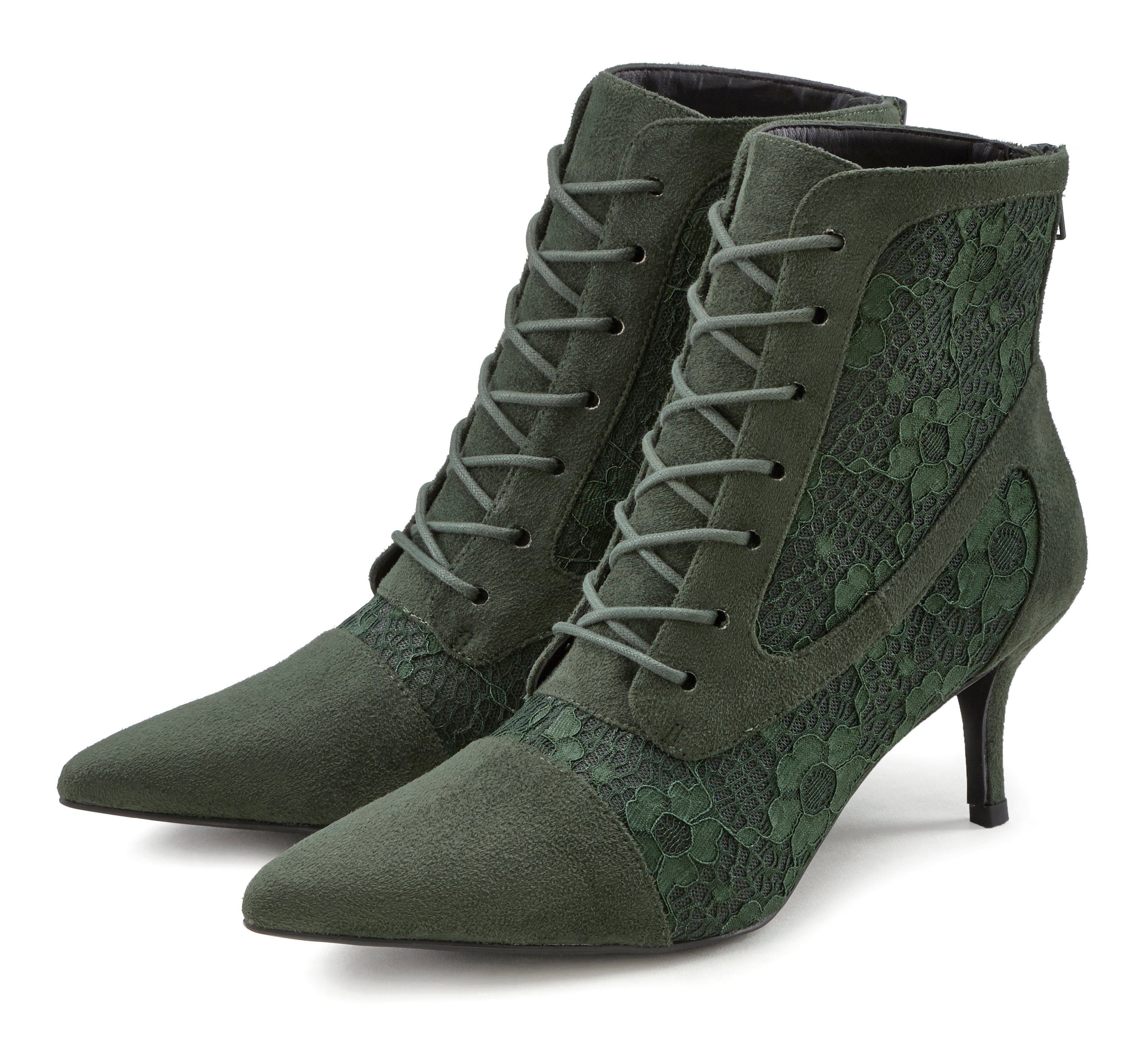 LASCANA Schnürstiefelette, Stiefel in sexy Spitzen Optik