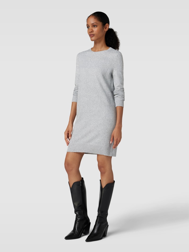 Strickkleid mit Rundhalsausschnitt Modell 'DOFFY' in hellgrau