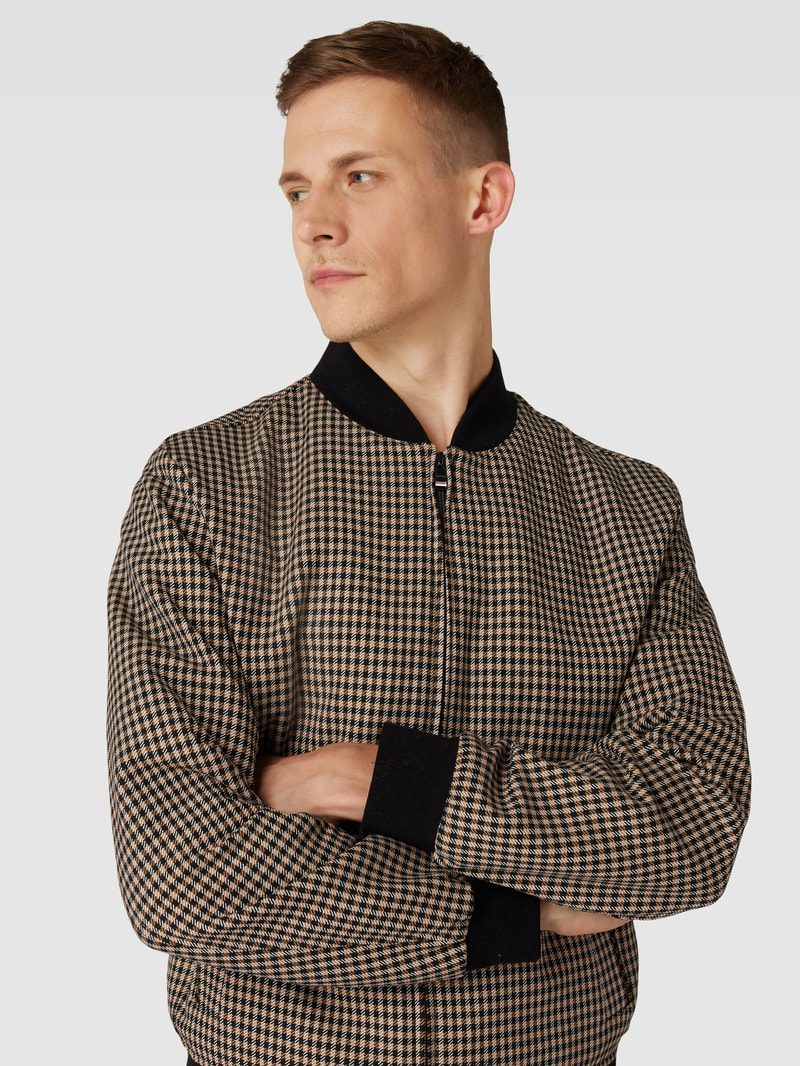 Bomberjacke mit Karomuster Modell 'Hanry' in beige
