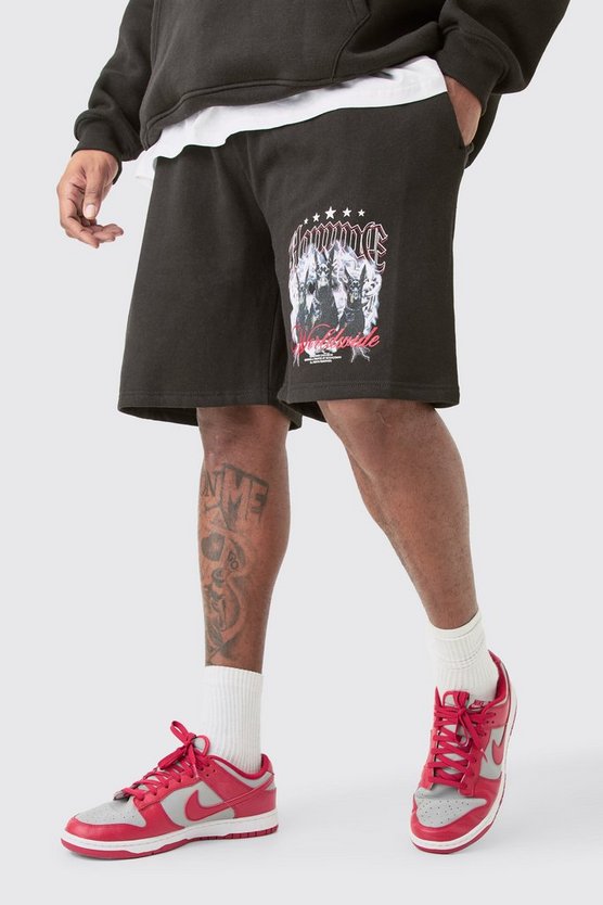 Plus Oversize Jersey-Shorts mit Print