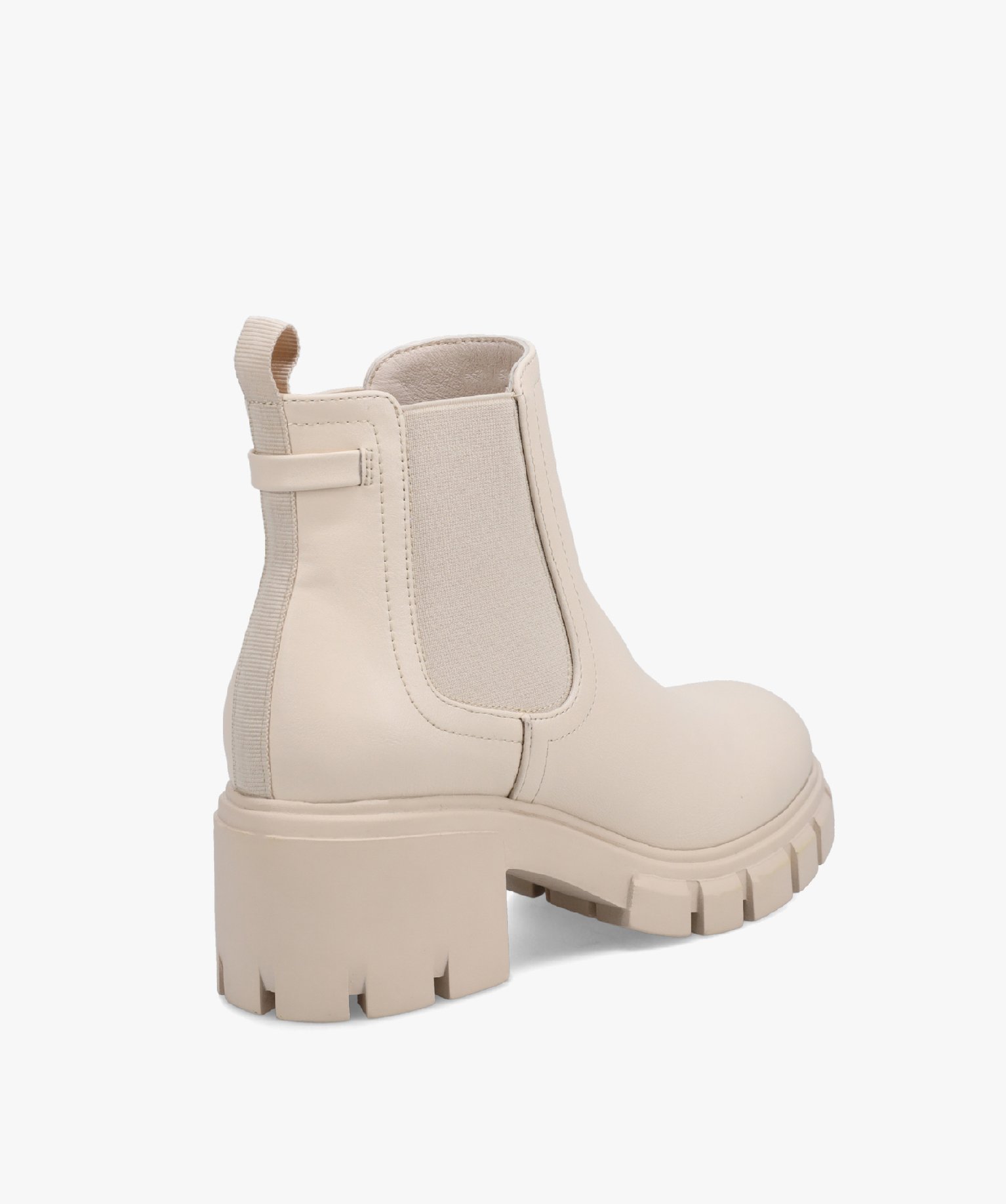 Boots femme Chelsea unies à talon large et semelle crantée blanc | GEMO