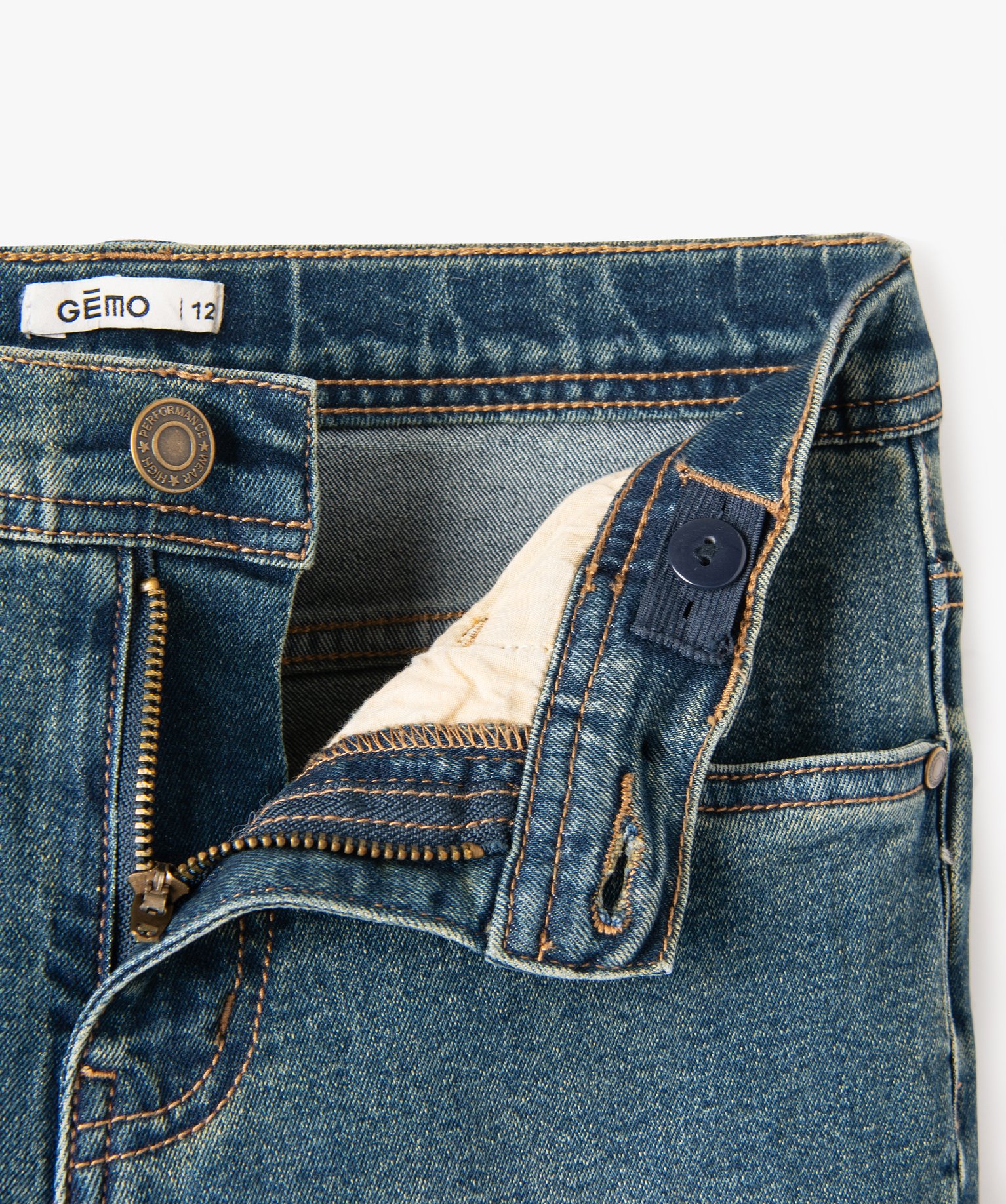 Jean coupe skinny en matière extensible Garçon denim | GEMO