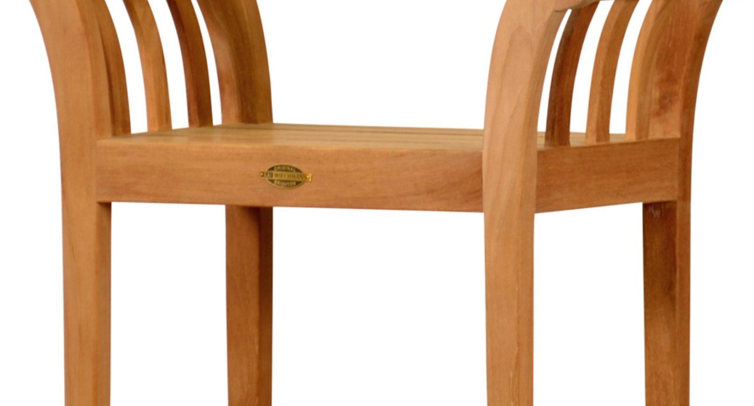 Kai Wiechmann Sitzhocker Premium Teakholz Hocker 67 x 31 cm als wetterfester Blumenhocker, massiver und unbehandelter Holzhocker aus Teak