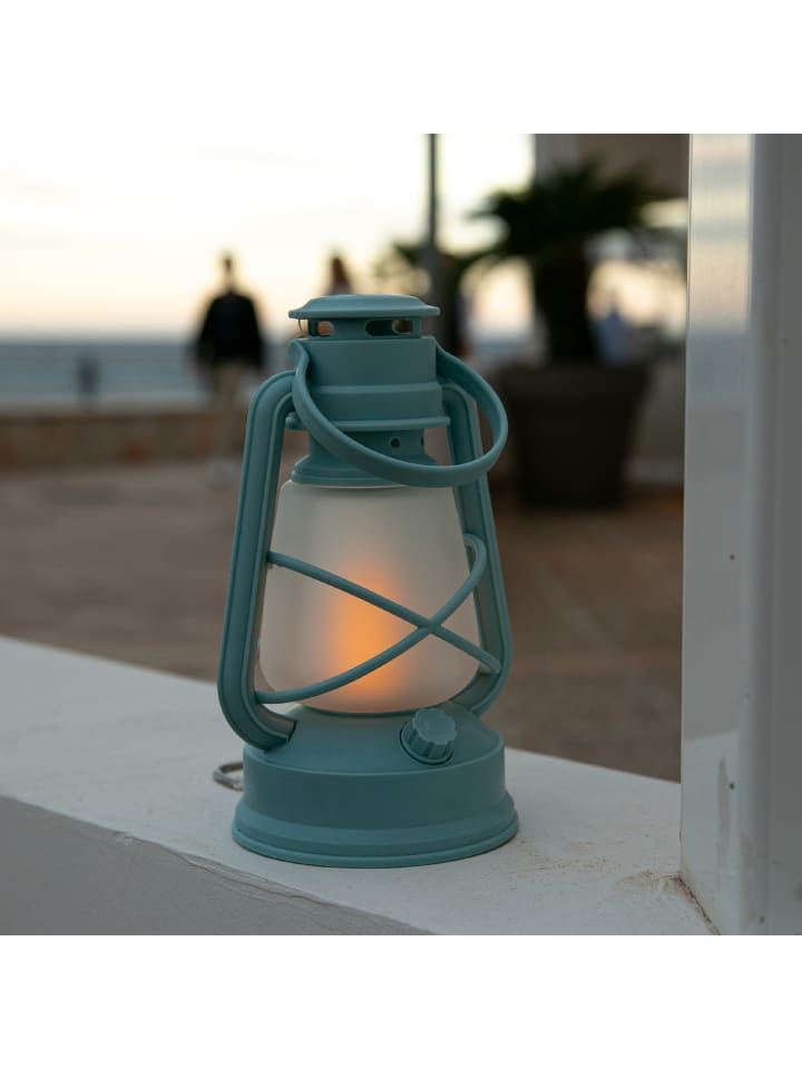 MARELIDA LED Sturmlaterne mit Flackerflamme H. 24,5cm in hellblau günstig kaufen onesize