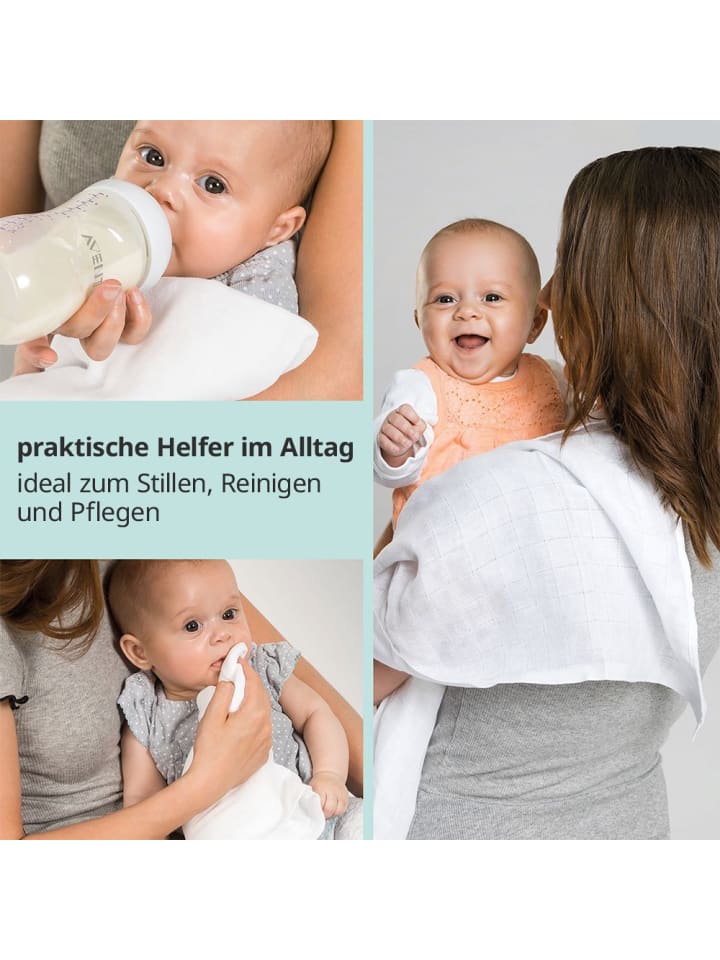 Makian Mullwindeln / Mulltücher / Spucktücher - 10er Pack in weiss günstig kaufen onesize