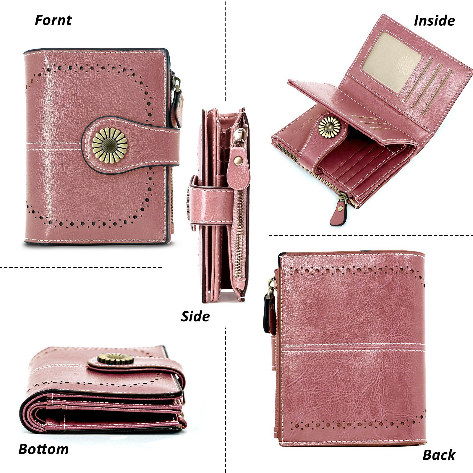 TAN.TOMI Brieftasche Geldbeutel Damen,Portemonnaie Damen mit RFID Schutz, Kreditkartenschlitz,Zusammenklappbar,Fotoslot,Cleveres Design