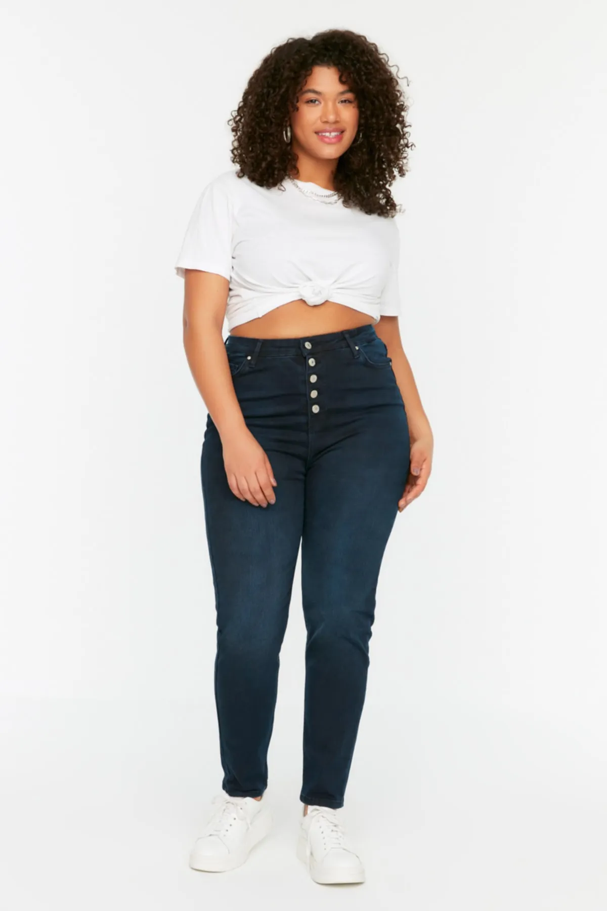 Trendyol Curve  Dunkelblaue Skinny Jeans mit hoher Taille