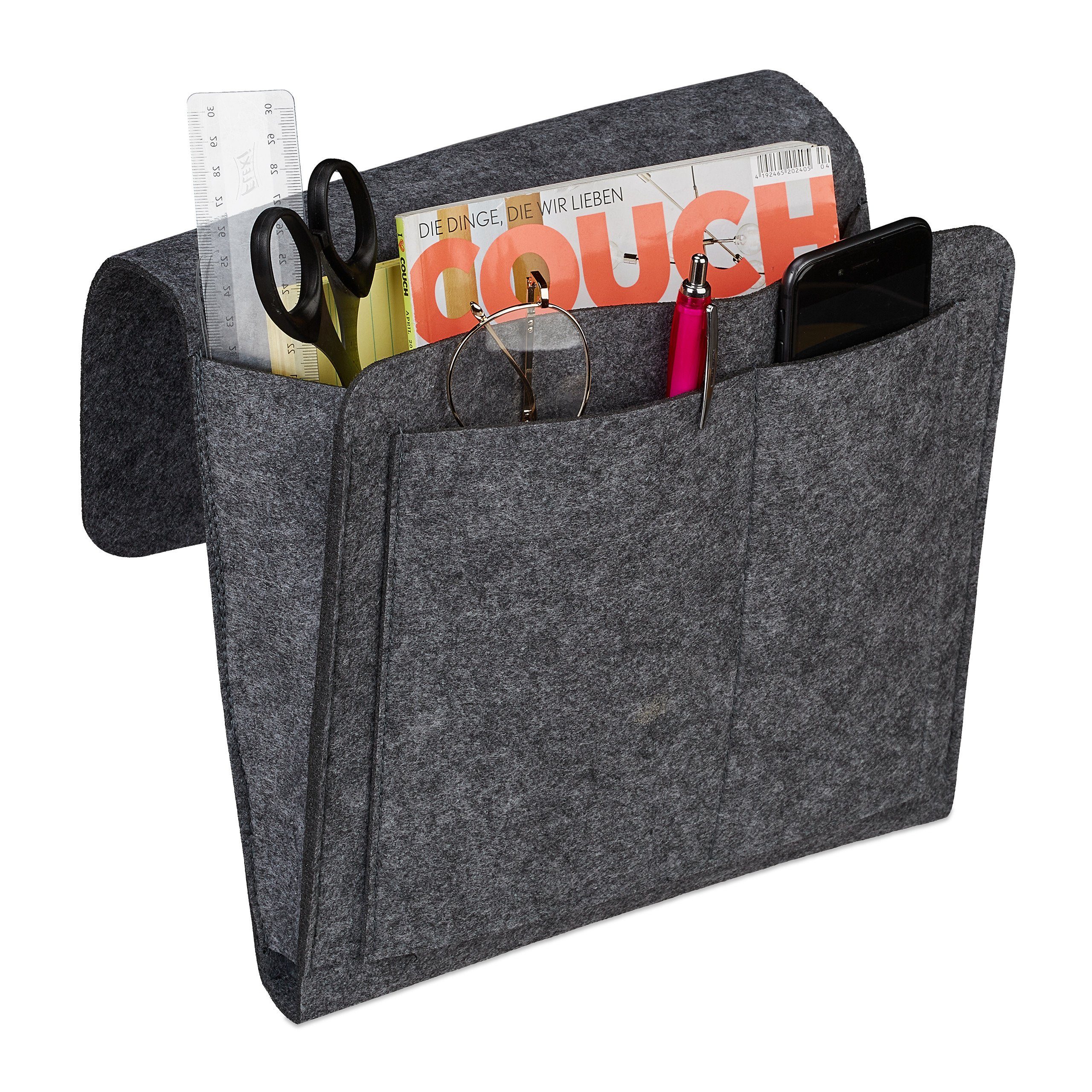 relaxdays Betttasche Betttasche aus Filz, Dunkelgrau