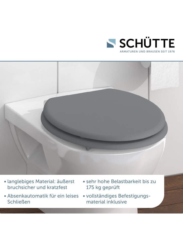 Schütte MDF WC Sitz SPIRIT GREY mit Absenkautomatik - (L) 45 x (B) 37 x (H) 5 cm günstig kaufen onesize