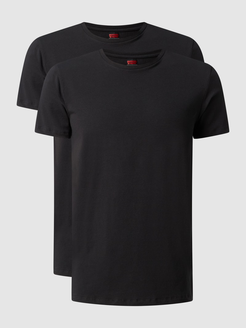 T-Shirt mit Label-Detail im 2er-Pack in schwarz