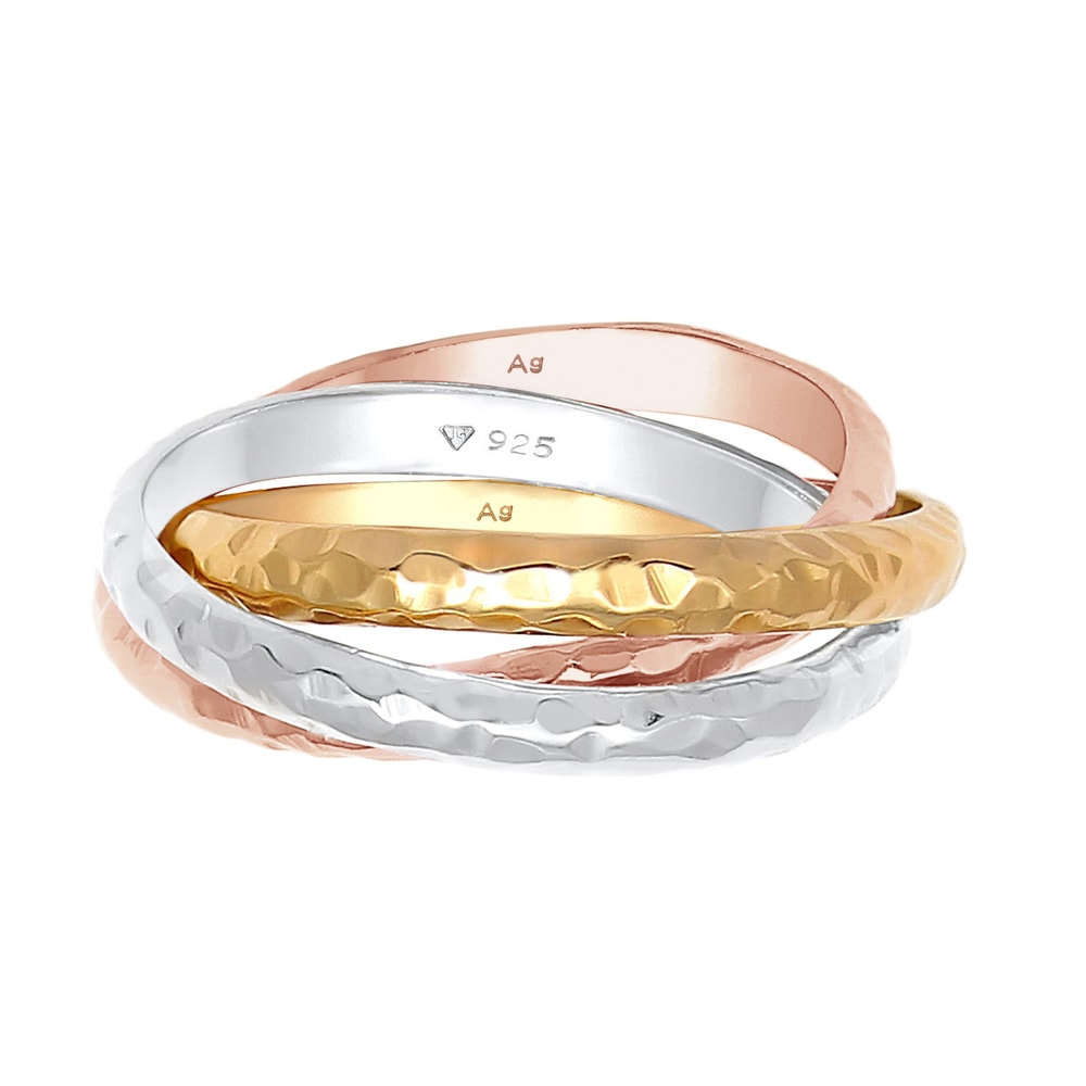 Elli Elli Bague Basic Wickelring Klassik Gehämmert 925 Silber Bague