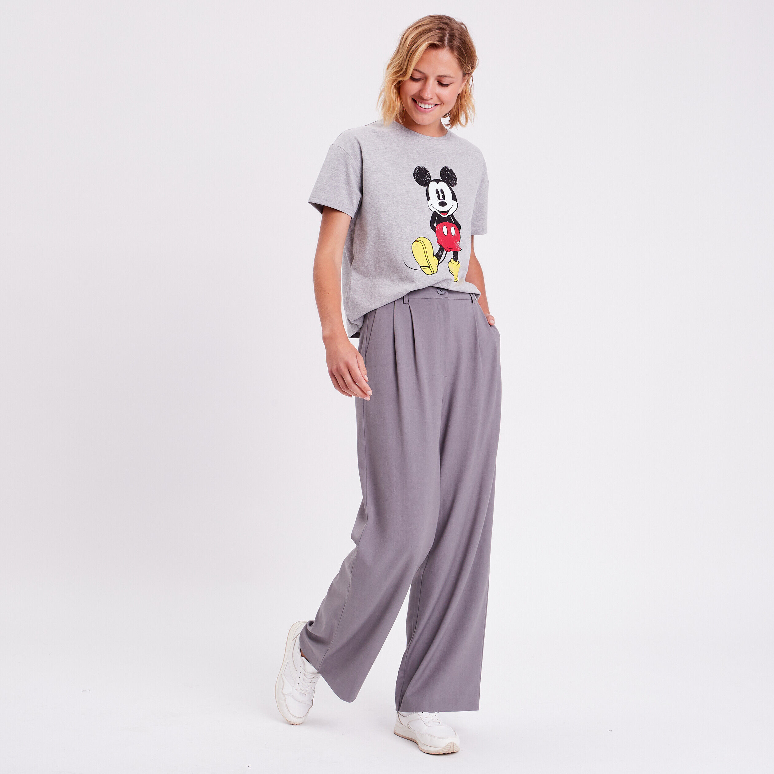 T-shirt manches courtes Mickey gris clair femme | Cache Cache