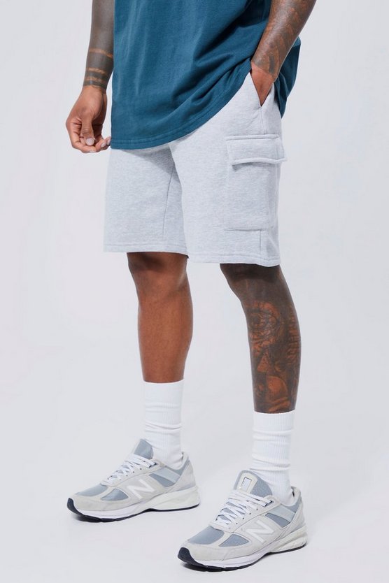 Lockere mittellange Basic Jersey Cargo-Shorts
